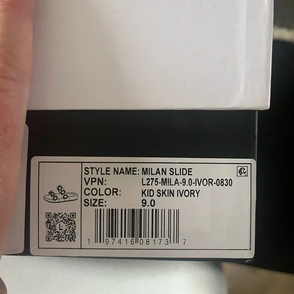 Larroude Milan Cream Slide Sandals with Gold Accents - Picture 5 of 9